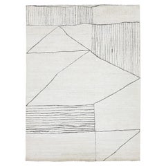  Room Size Modern Wool Rug Moroccan Style In Ivory By Apadana