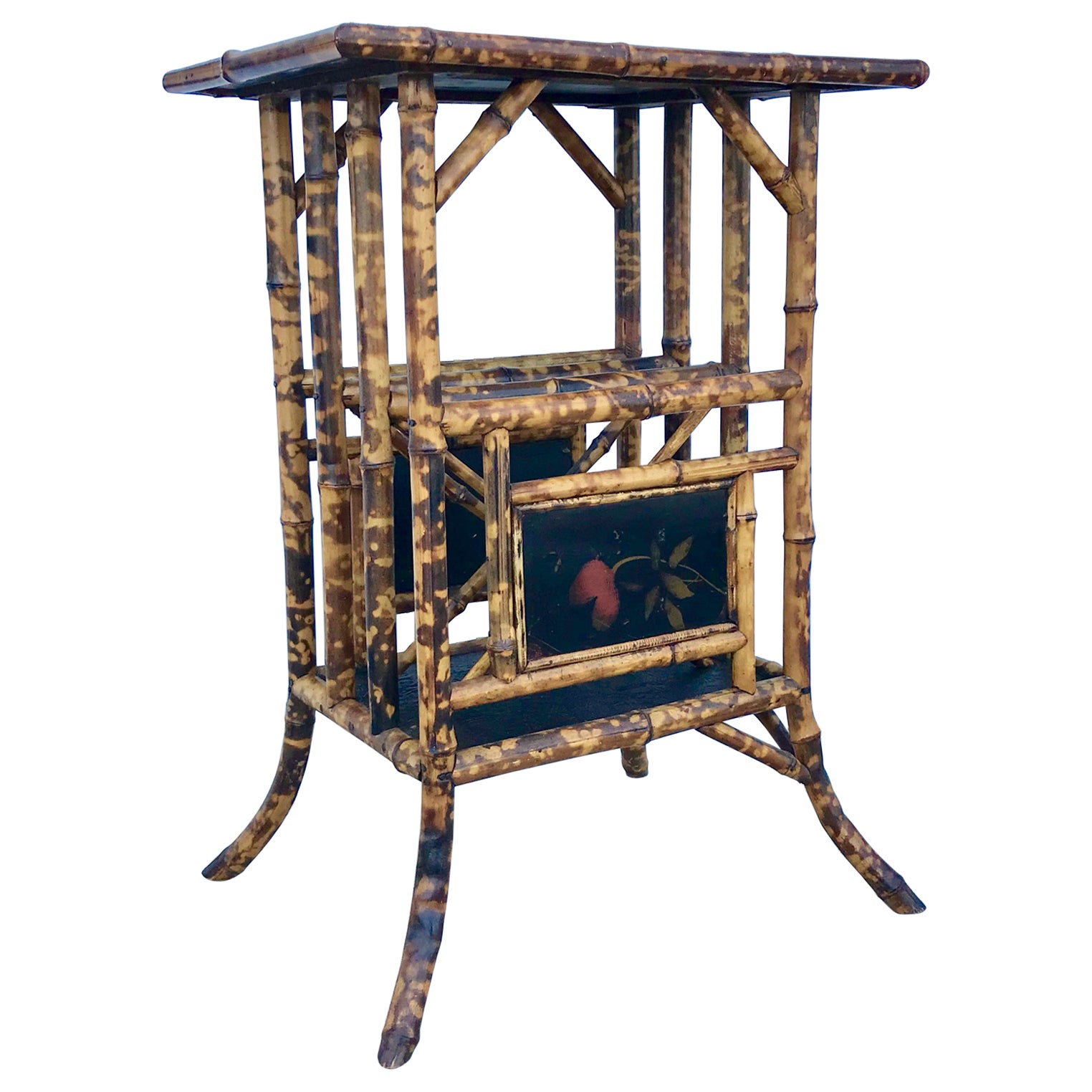 19TH Century English " Tortoise Shell " Bamboo Side Table For Sale