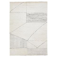 Apadana's Moroccan Style Handmade Modern Wool Rug In Neutral Tones