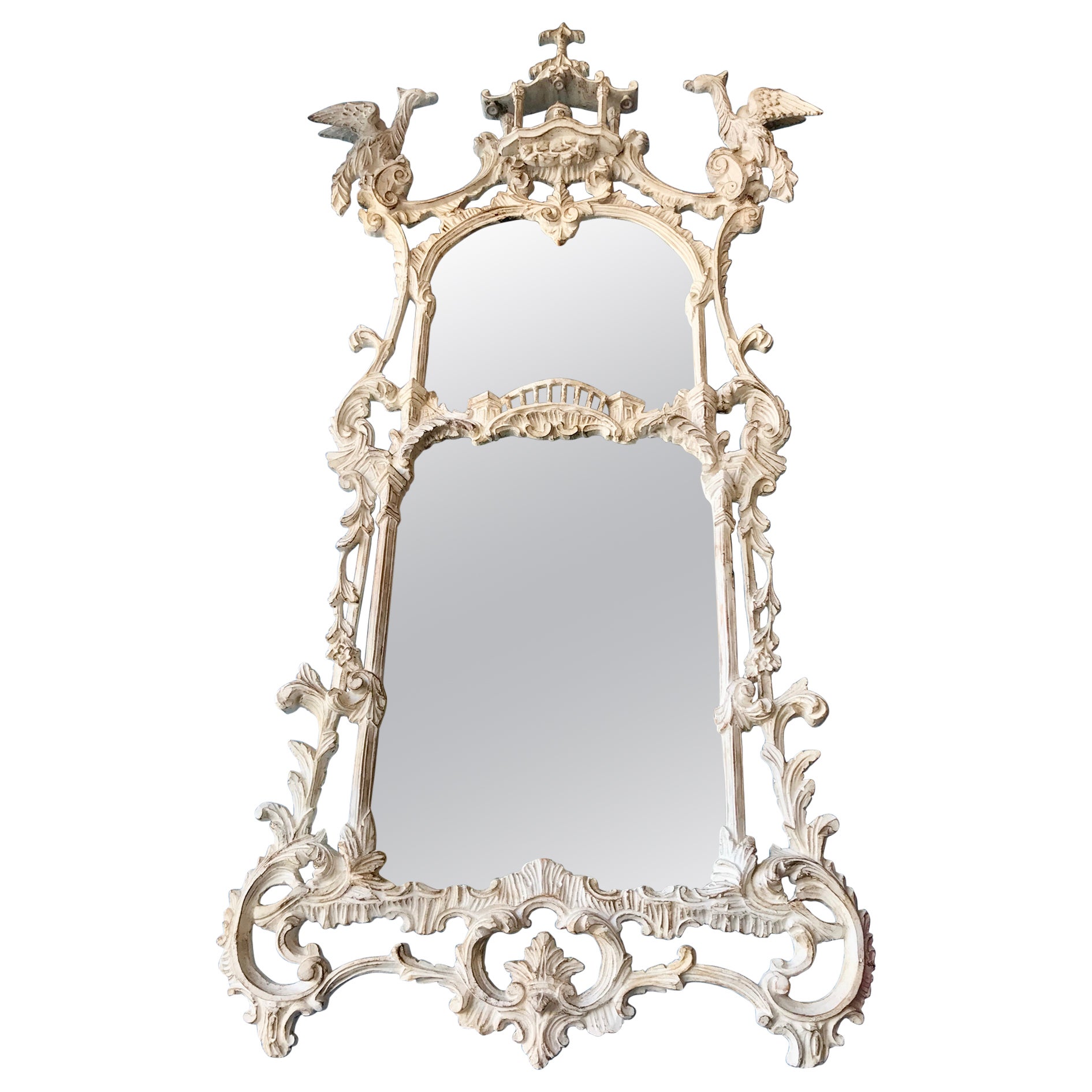 Carved Chippendale Style Mirror For Sale