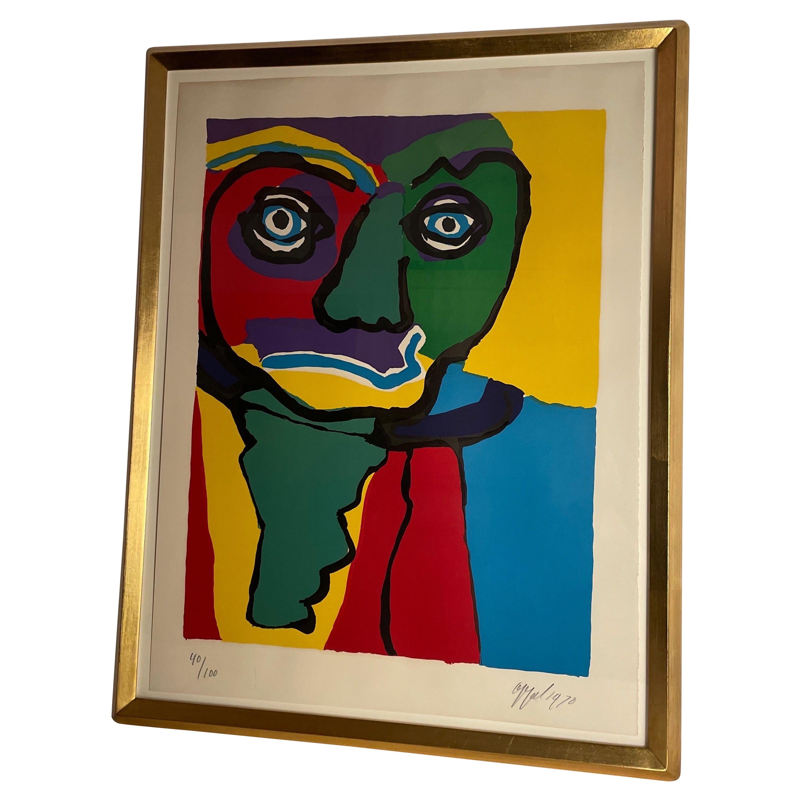 Signed lithograph “personage” by Karelia Appel For Sale