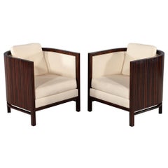 Pair of Curved Art Deco Style Lounge Chairs by Bolier & Co.