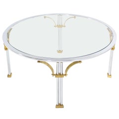 Round Chrome Brass Glass Mid Century Modern Coffee Table