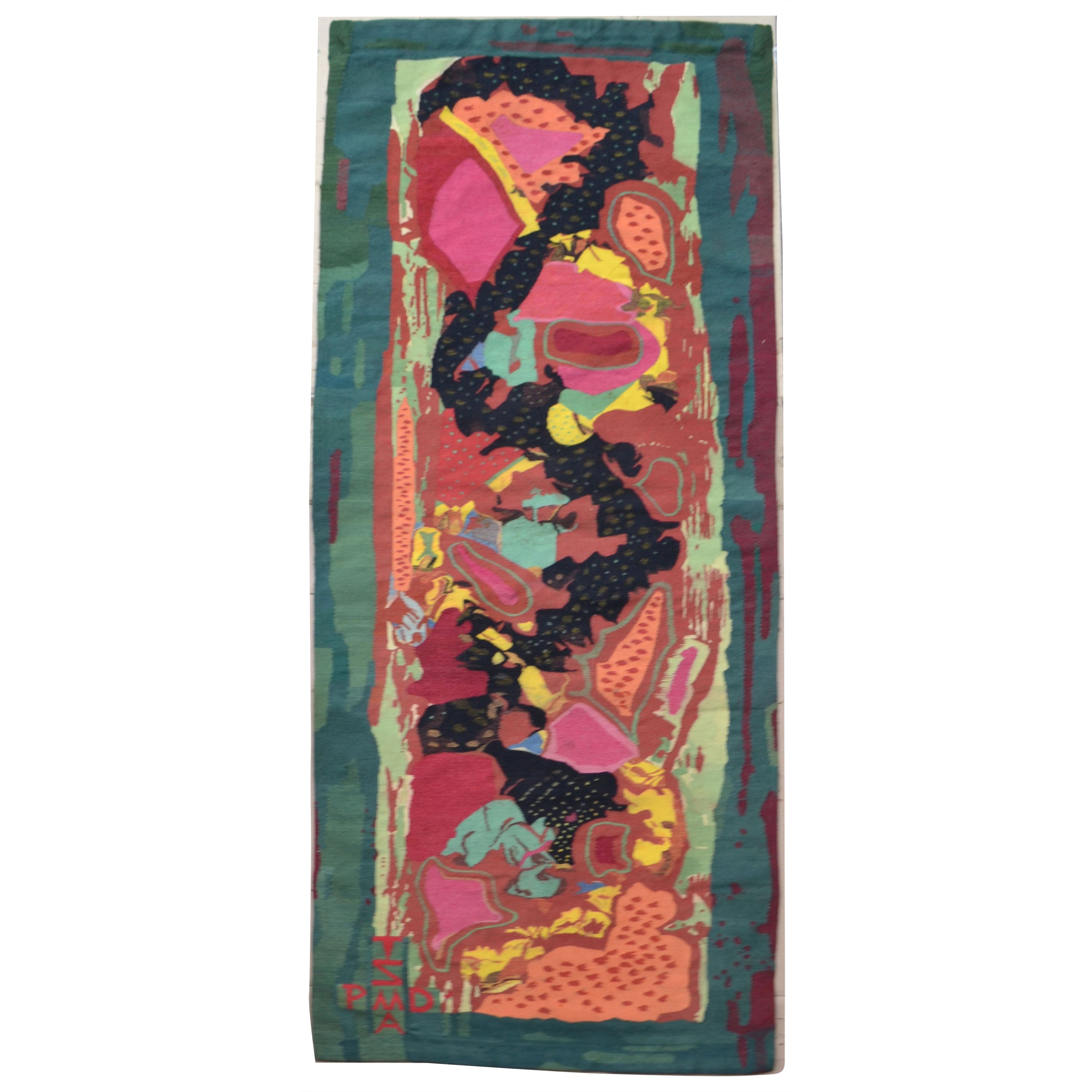 Expressive Multi Color Hand Woven Tapestry, Dutch, 1961 For Sale
