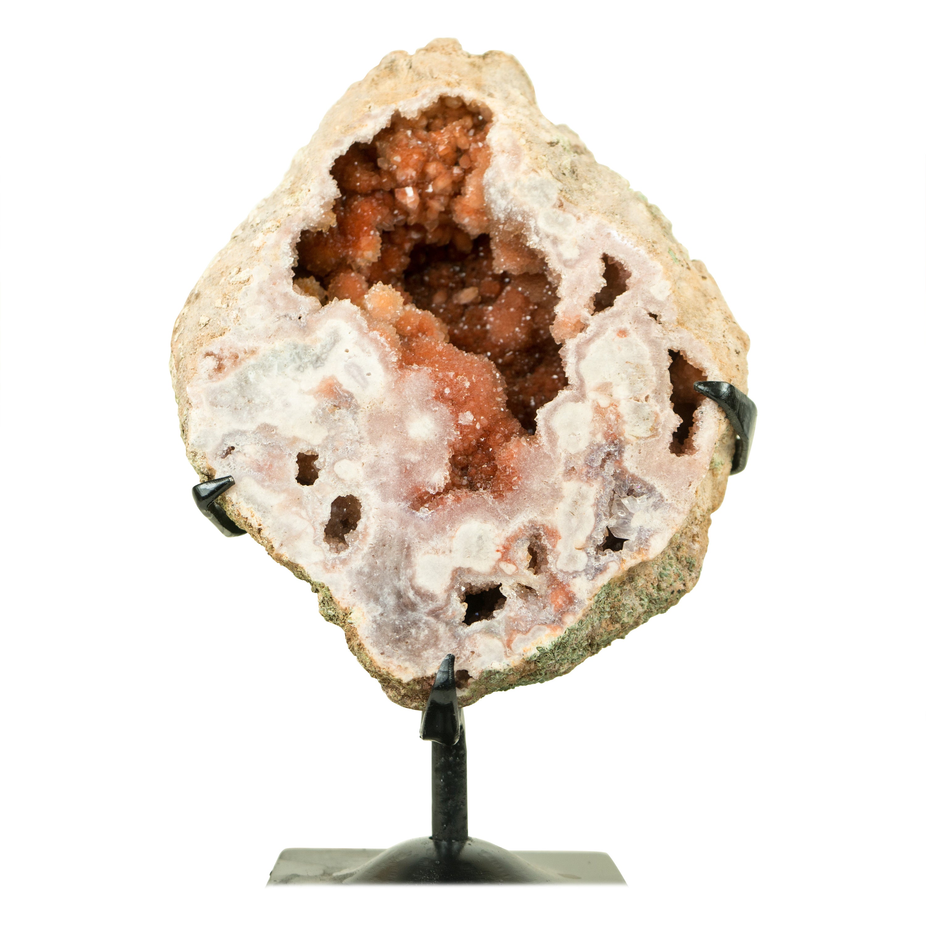 Rosa Amethyst-Geode mit tiefrotem, glänzendem Amethyst- Druzy 