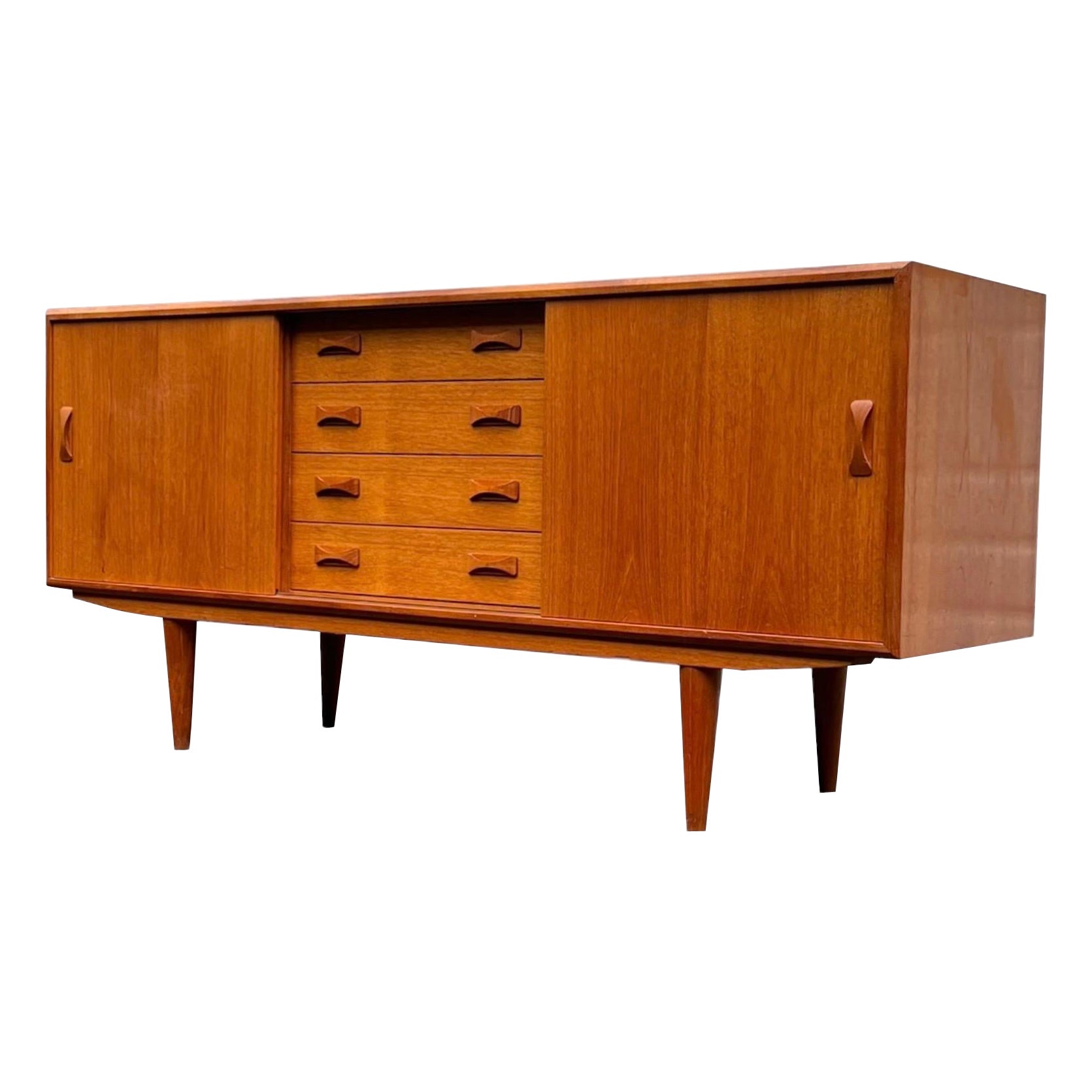 Vintage Danish Mid-Century Modern Credenza by Clausen and Sons Dovetail Drawers For Sale