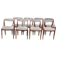 Eight Teak Dining Chairs with Custom Upholstery by Johannes Andersen