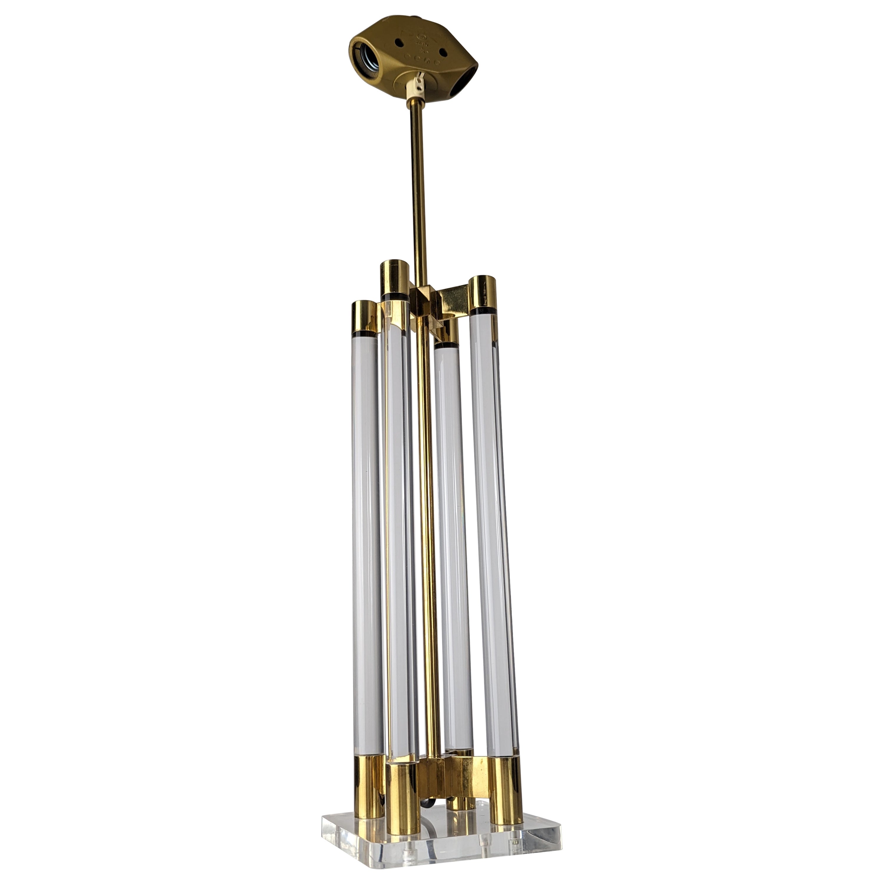 Vintage Table Lamp Lucite and Brass, 1970s
