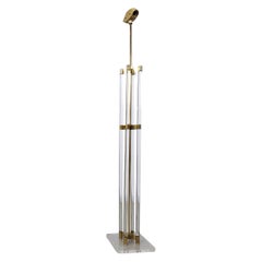 Vintage Floor Lamp Lucite and Brass, 1970s