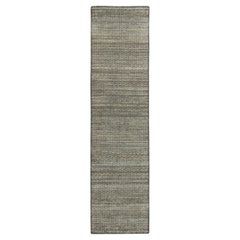 Rug & Kilim’s Contemporary Runner in Grey and Beige Geometric Pattern