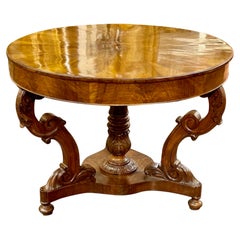 Antique 19th Century Italian Carved Walnut Center Table