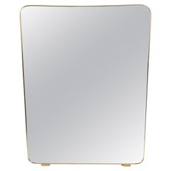 Large Italian Modernist Tapered Brass Mirror, 1950ca