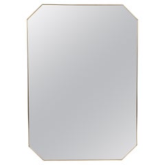 Large Italian Modernist Octagonal Brass Wall Mirror, 1950ca