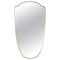 Charming Mid Century Style Brass Shield Shaped Mirror
