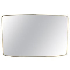 Italian Modernist Horizontal Bowed Brass Mirror