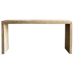 Natural Elm Wood Reclaimed Waterfall Style Console Table