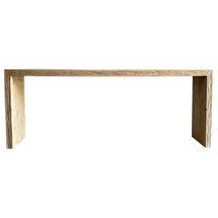 Natural Elm Wood Reclaimed Waterfall Style Console Table