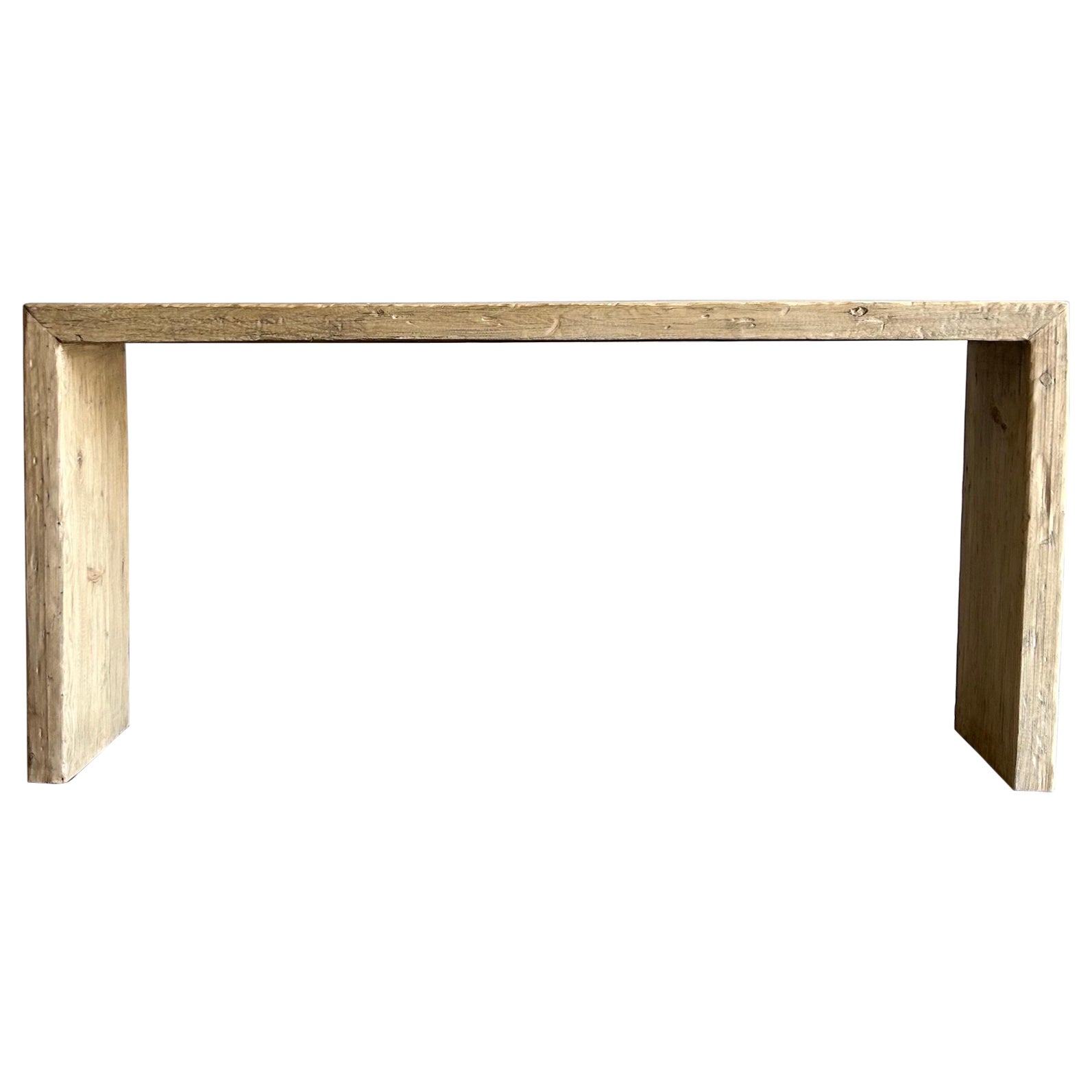 Table console en bois d'orme naturel récupéré style cascade en vente