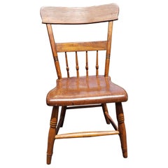 Vintage Late 19th Century Early American  HandCrafted Maple Plank Chair
