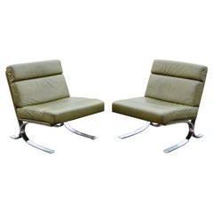 Retro Lounge Chair Leather Mossgreen