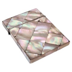 Retro 19th Century English Victorian Mother of Pearl Business Calling Card Case