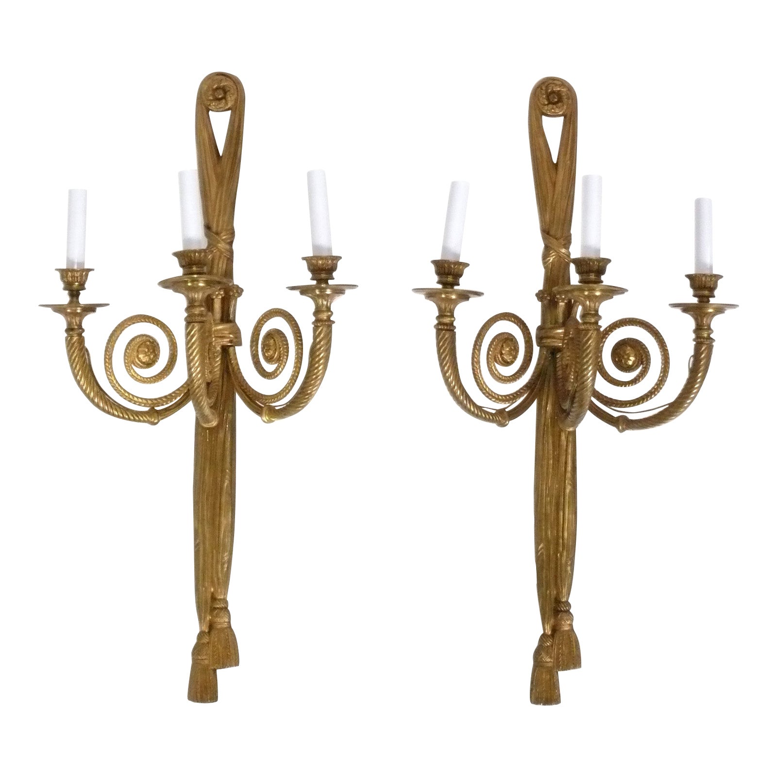 Pair of Brass or Bronze Sconces attributed to Caldwell