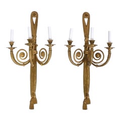 Pair of Brass or Bronze Sconces attributed to Caldwell 