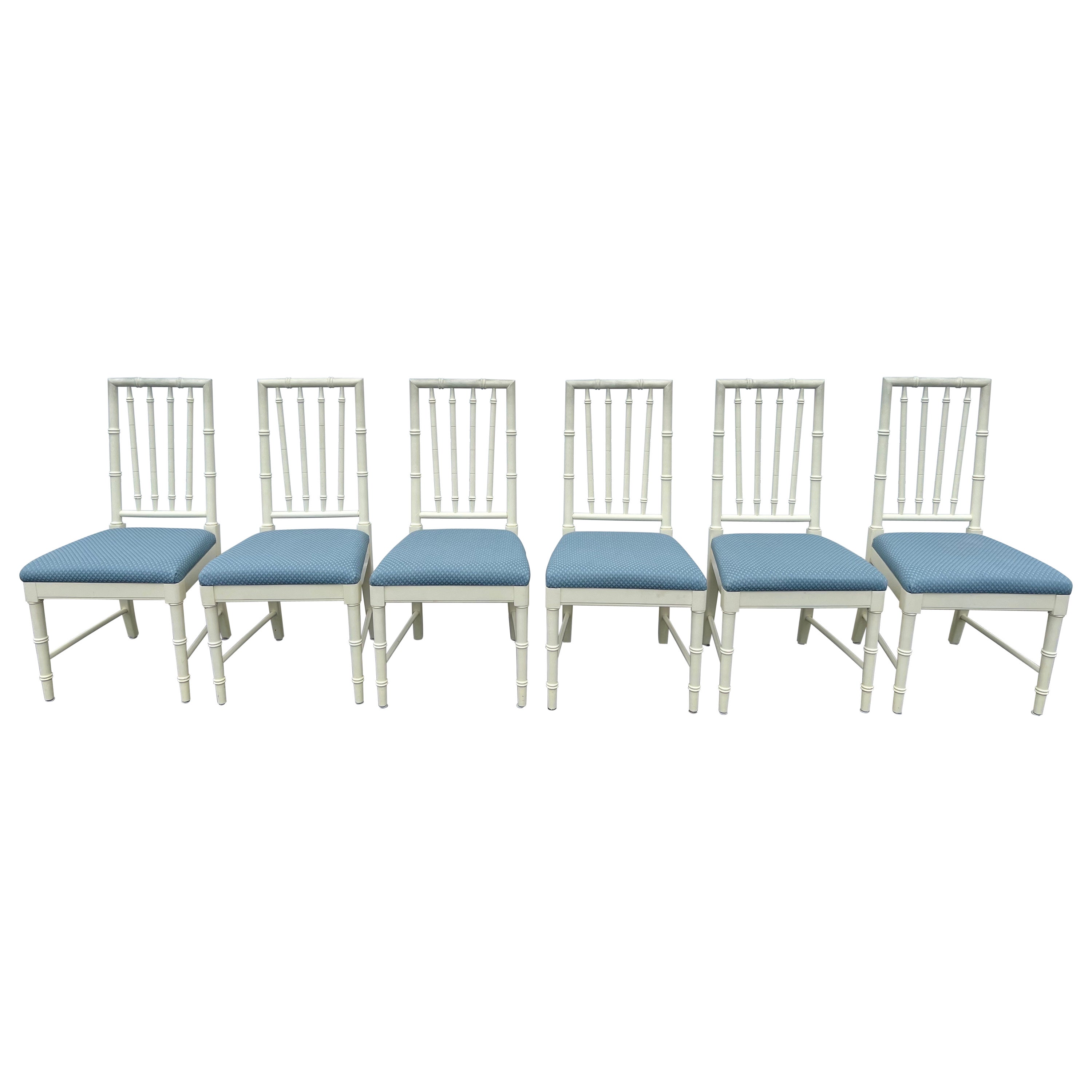 Set of Six Thomasville Faux Bamboo Dining Chairs 