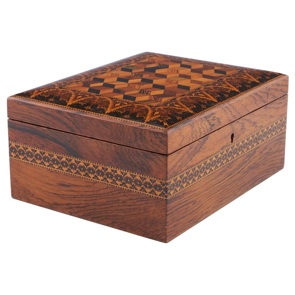 Tunbridge Ware - A Fine Sewing Box with Isometric Cubes, c1850 For Sale