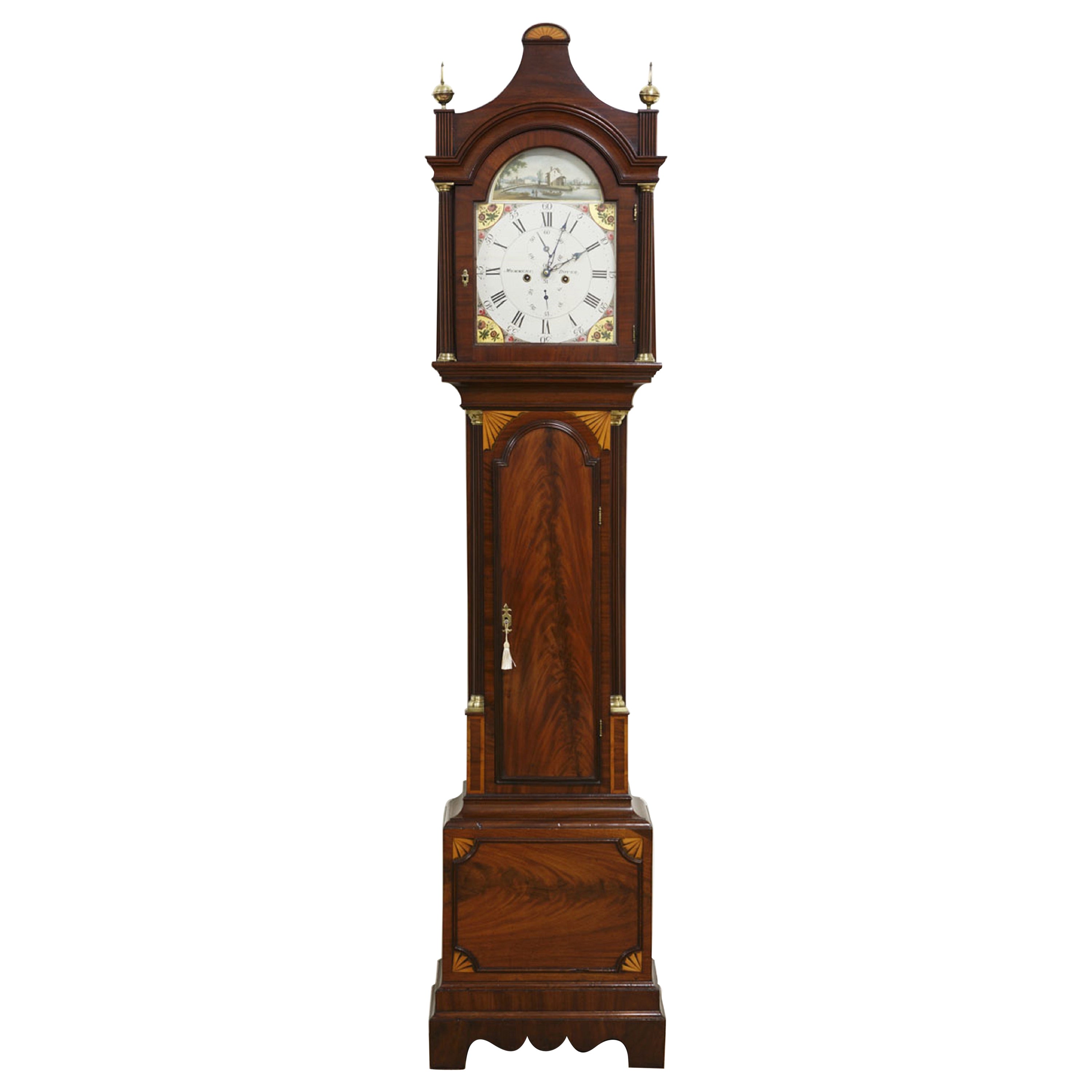 Georgian Mahogany Longcase Clock by Mummery, Dover For Sale