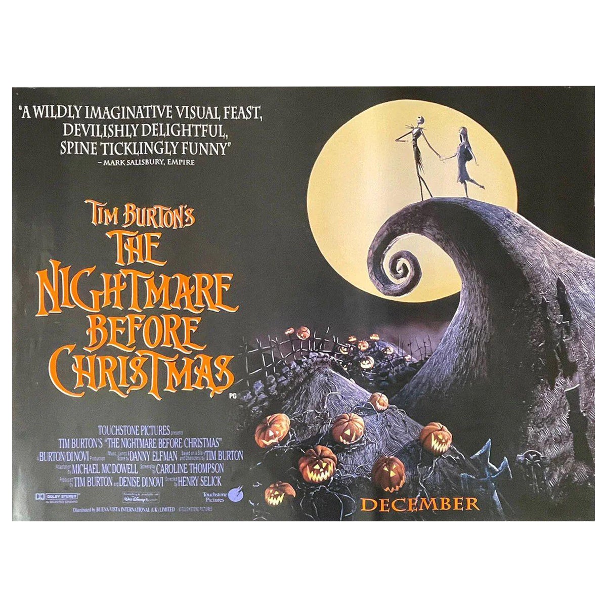 The Nightmare Before Christmas, Unframed Poster, 1993 For Sale