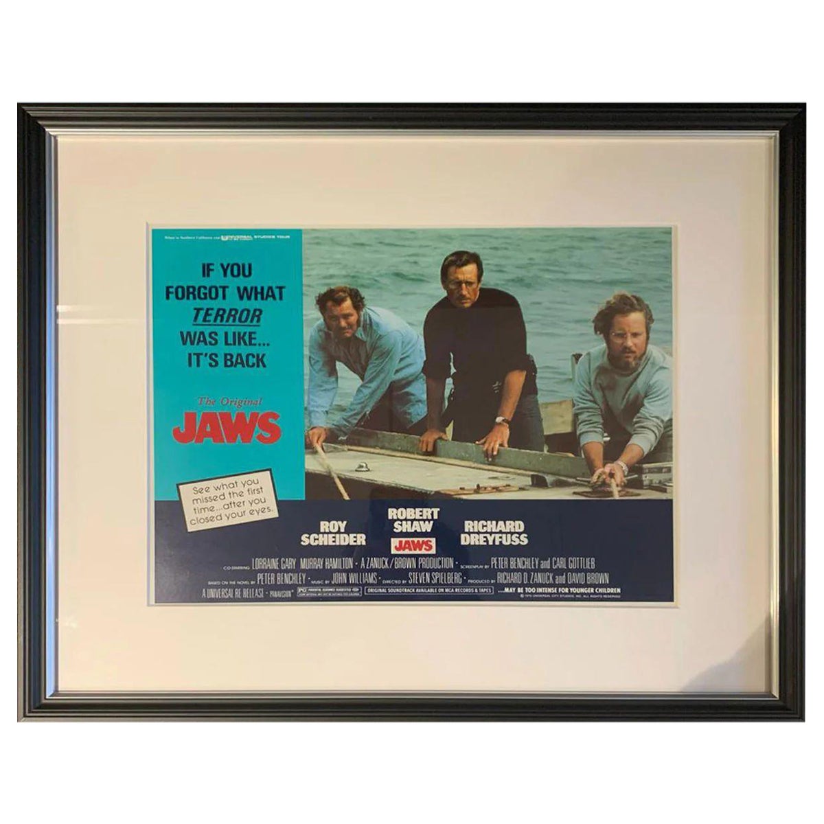 Jaws, Framed Poster, 1979R For Sale