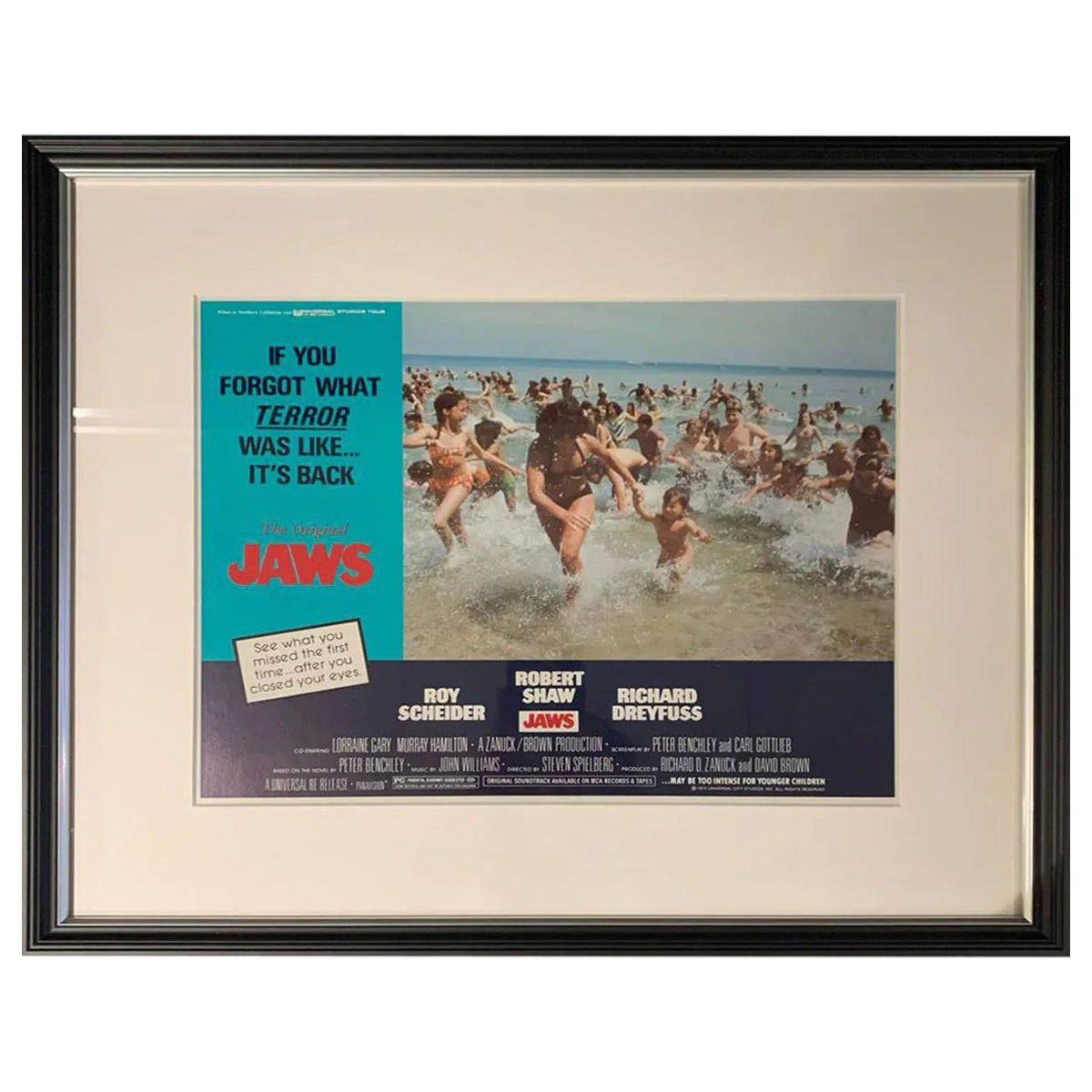 Jaws, Framed Poster, 1979R For Sale