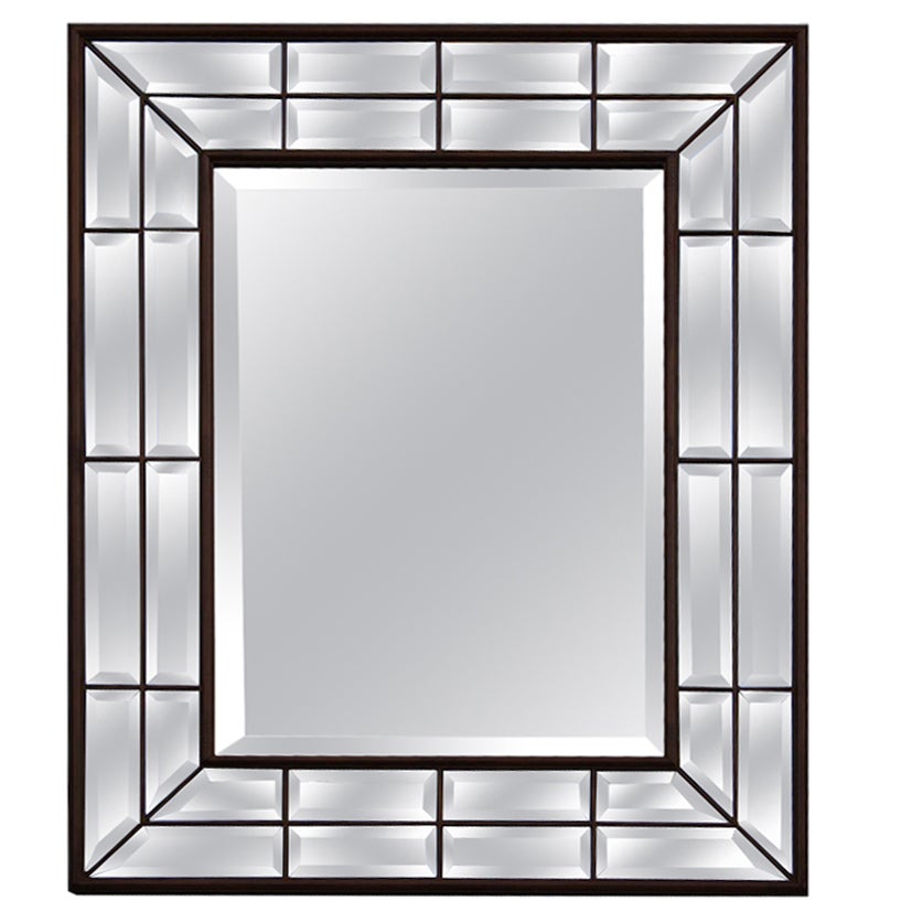 Italienischer Spiegel mit Holzstruktur und Diamant 1970 Spiegel Frankreich Design