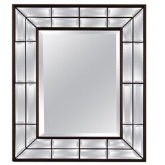 Italienischer Spiegel mit Holzstruktur und Diamant 1970 Spiegel Frankreich Design