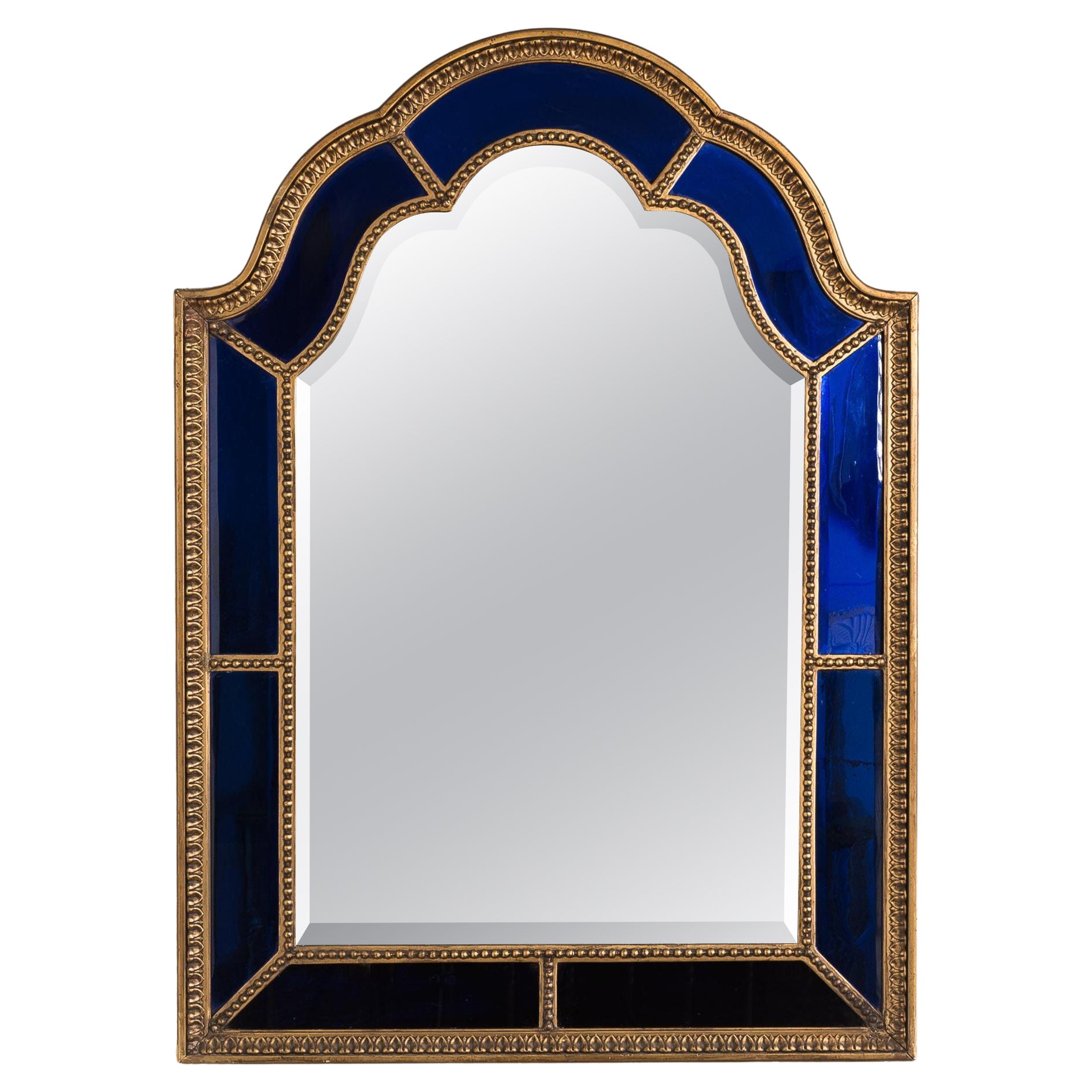 1920s Italian Blue Glass Border Mirror