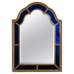 1920s Italian Blue Glass Border Mirror
