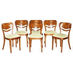 SIX ORIGINAL CIRCA 1880 FULLY STAMPED THONET BURR WALNUT BENTWOOD DINING CHAIRs