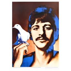Poster pubblicitario musicale originale d'epoca Beatles Ringo Starr Peace Dove Avedon
