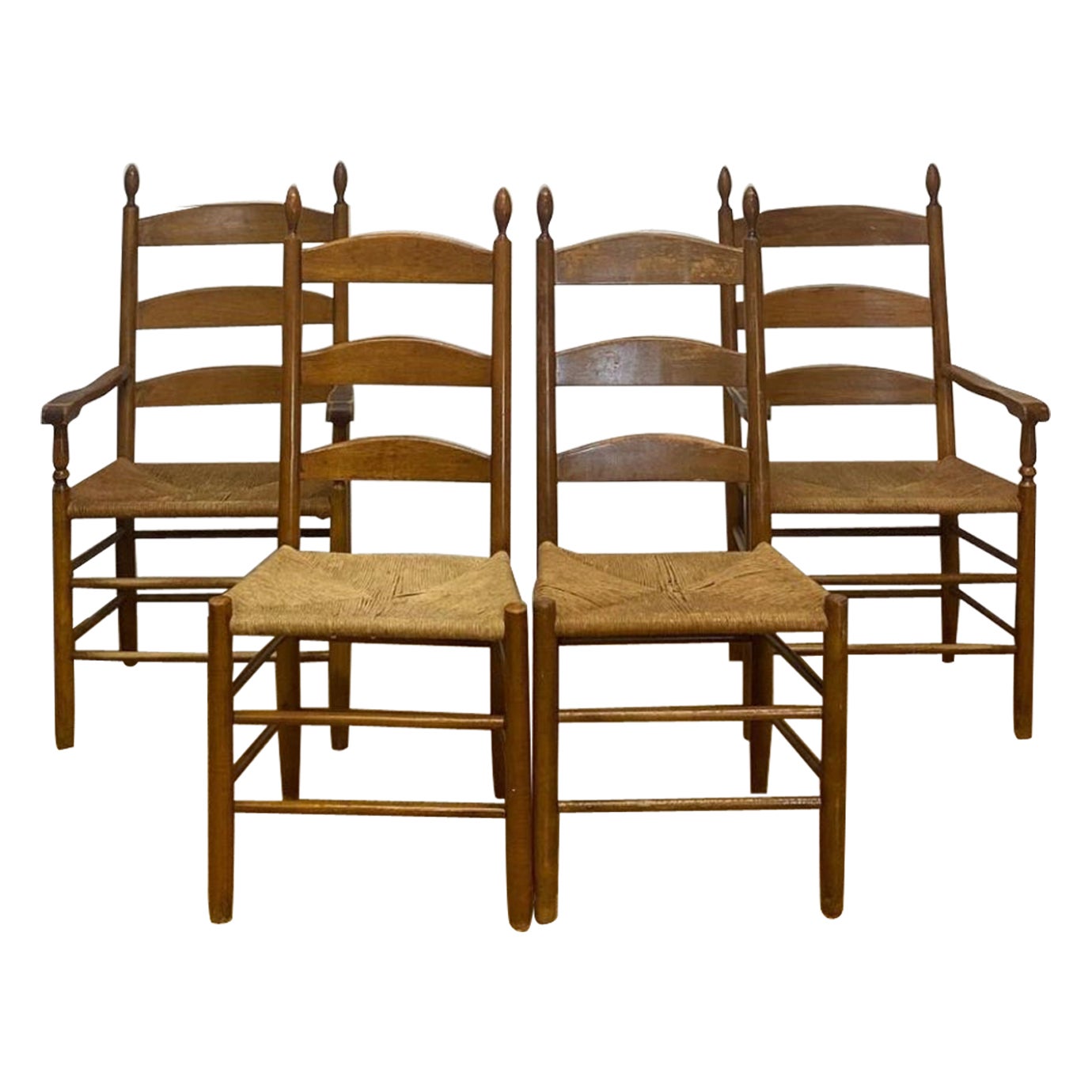 Rustic Shaker Oak Side Chairs, 1920s, Set of 4