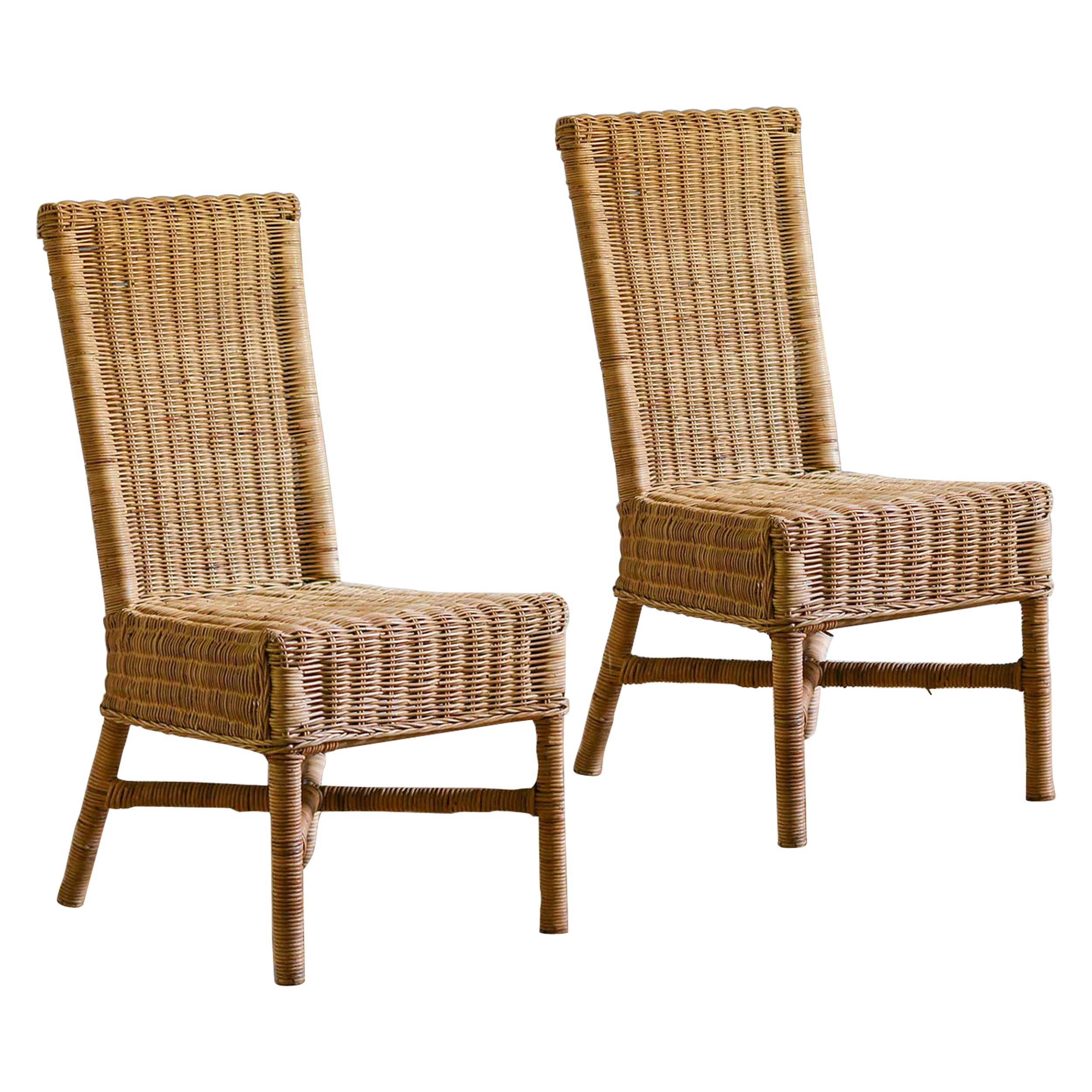 Set of 9 Wicker Chairs 1980 For Sale at 1stDibs