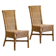 Set of 9 Wicker Chairs 1980