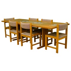 Vintage Midcentury Danish Teak Tiled Extendable Dining Table and 6 Dining Chairs by Gan