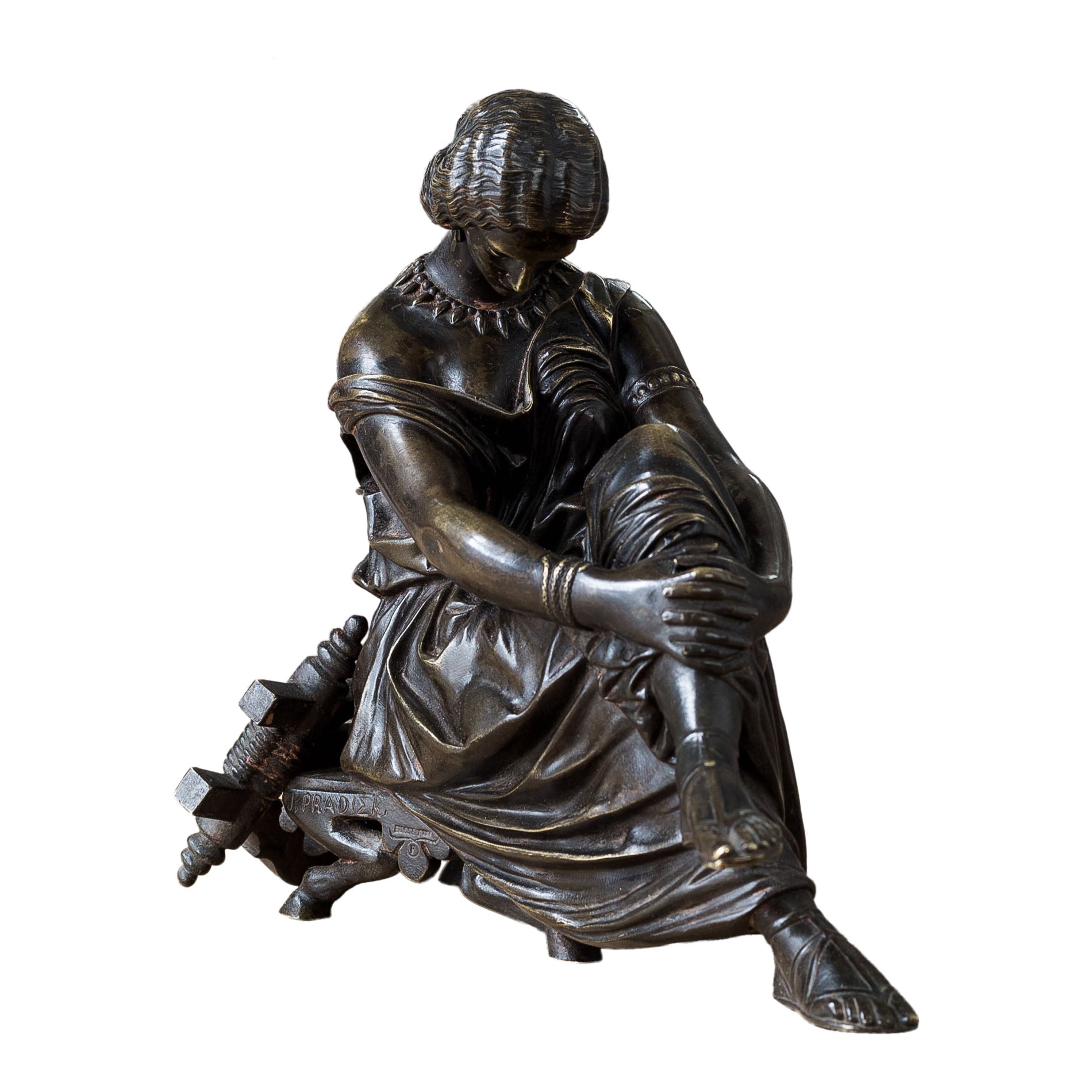 Nineteenth Century French Bronze of Sappho For Sale