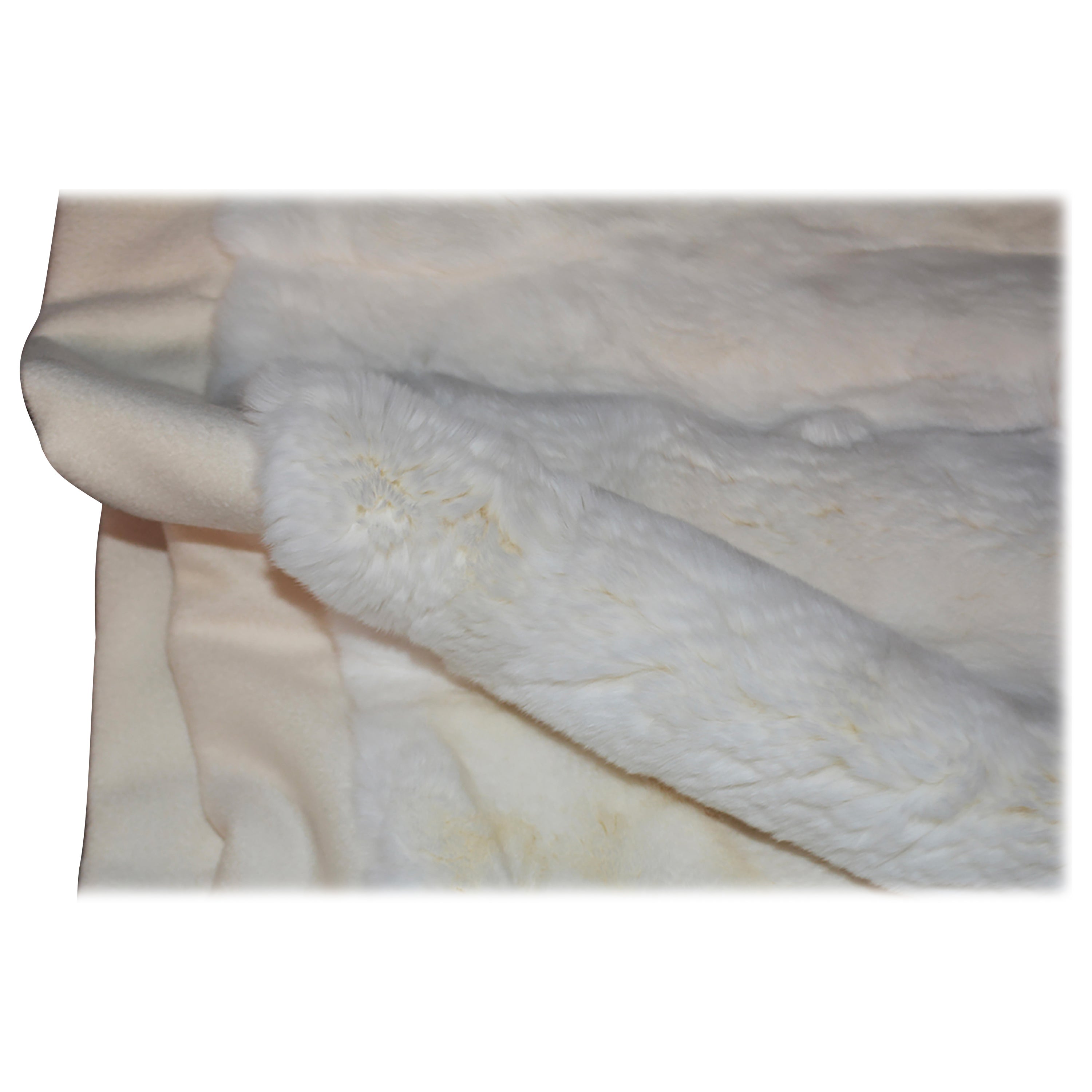 Fur Blanket White Natural Rabbit and Cashmere For Sale at 1stDibs