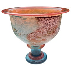 Kosta Boda Kjell Engman Large Cancan Footed Bowl, Colorful Swedish Art Glass