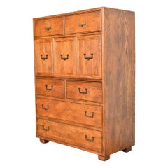 Vintage Henredon Mid-Century Modern Campaign Oak Gentleman's Chest