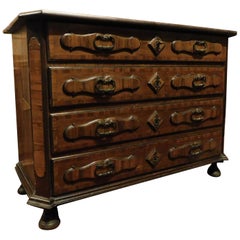Antique Commodes, Chest of Drawers Walnut Inlaid Briar, 18th Century Italy