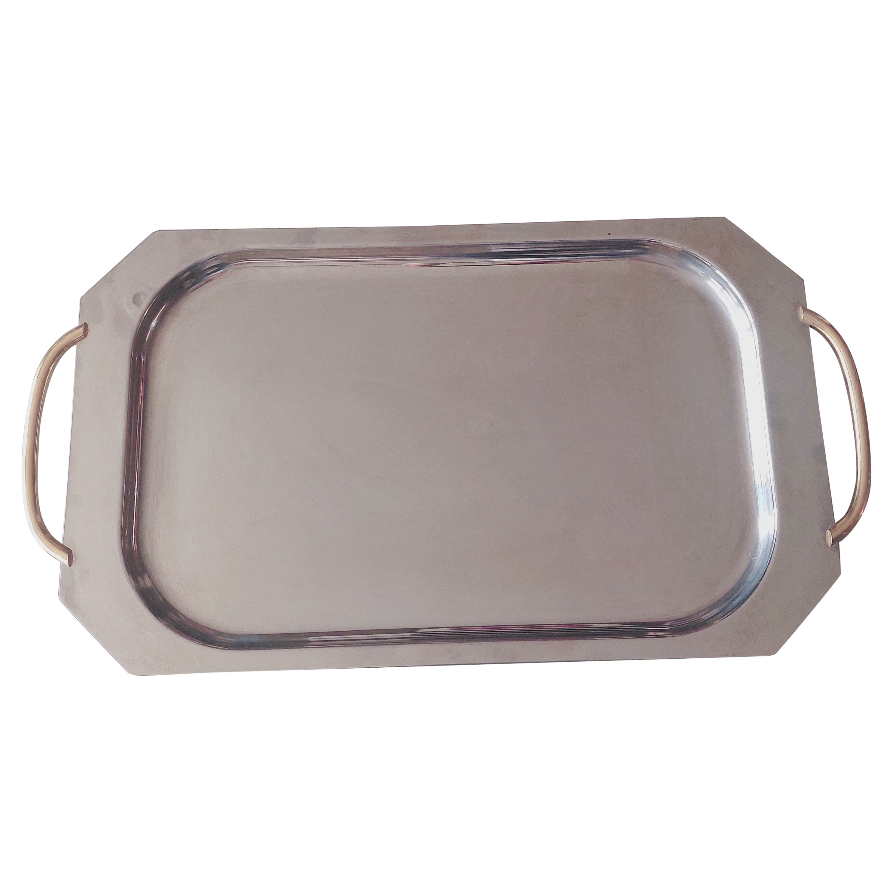 Rectangular Stainles Steel Centerpiece Serving Tray, Inox 18/10 Tsl, Italy, 1970 For Sale