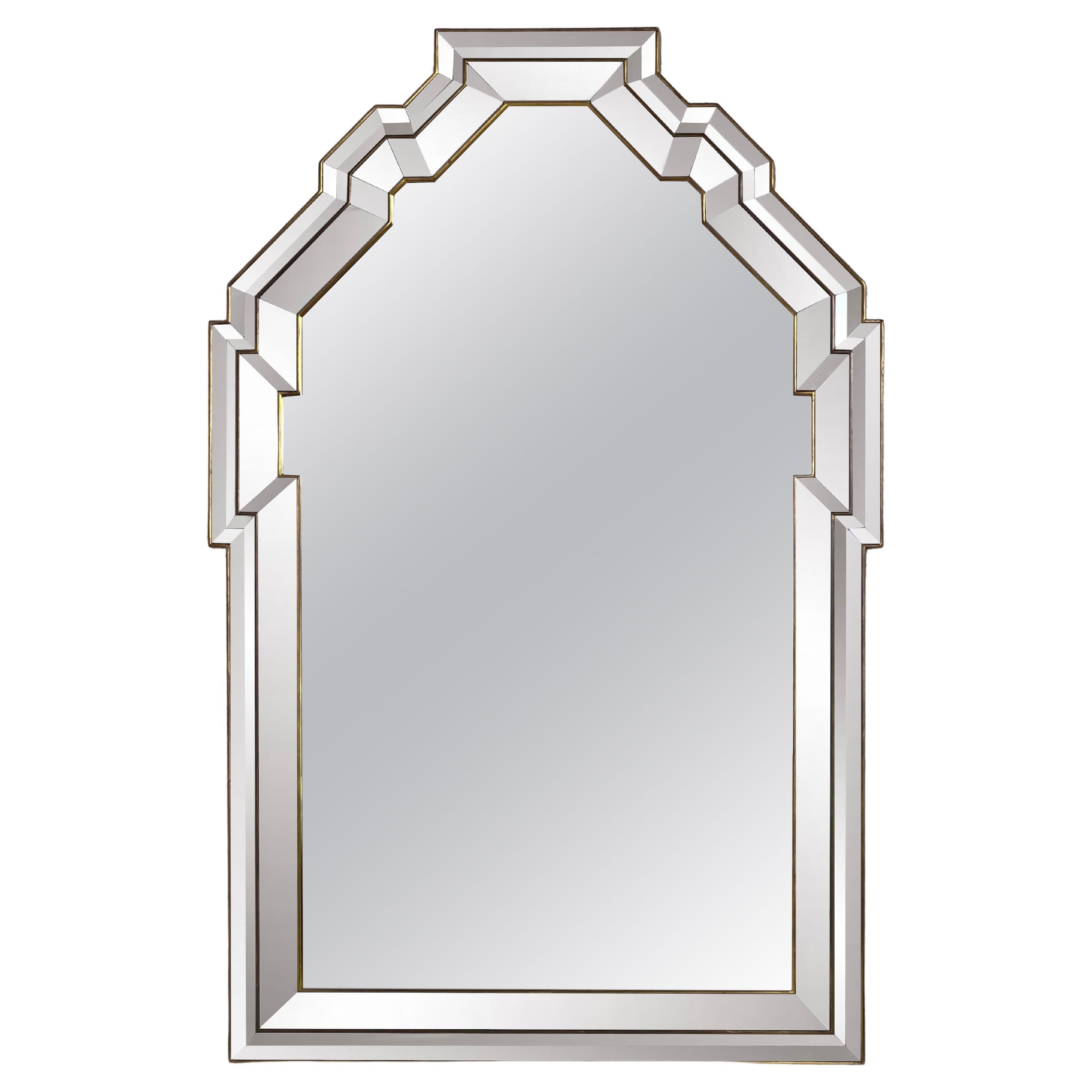 Art Deco Design/One Parclose dorée de haute qualité et miroir biseauté en vente